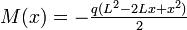 M(x) =-\tfrac{q(L^2-2Lx+x^2)}{2}